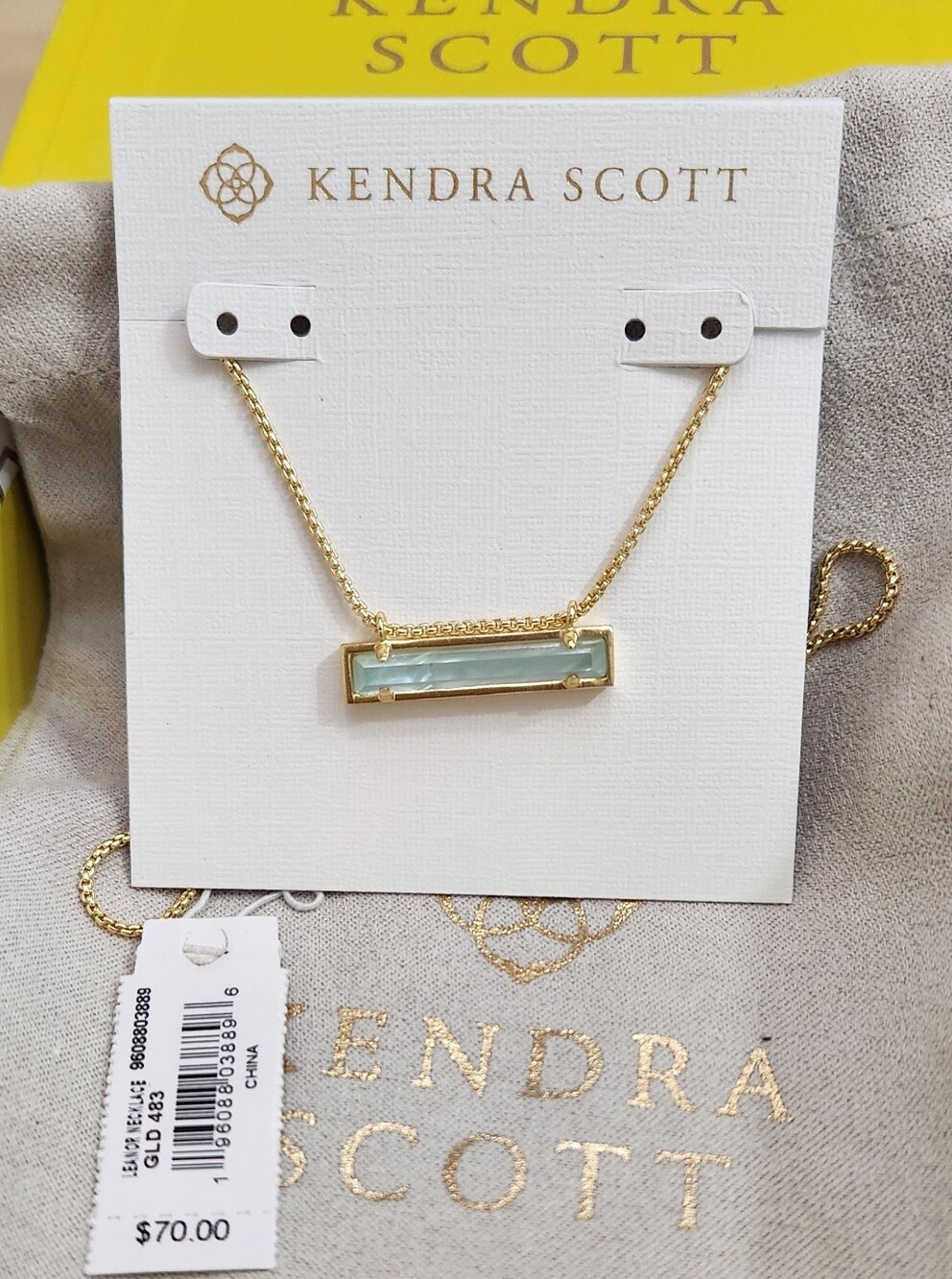 Kendra Scott Leanor Gold/Light Blue Illusion Necklace NWT